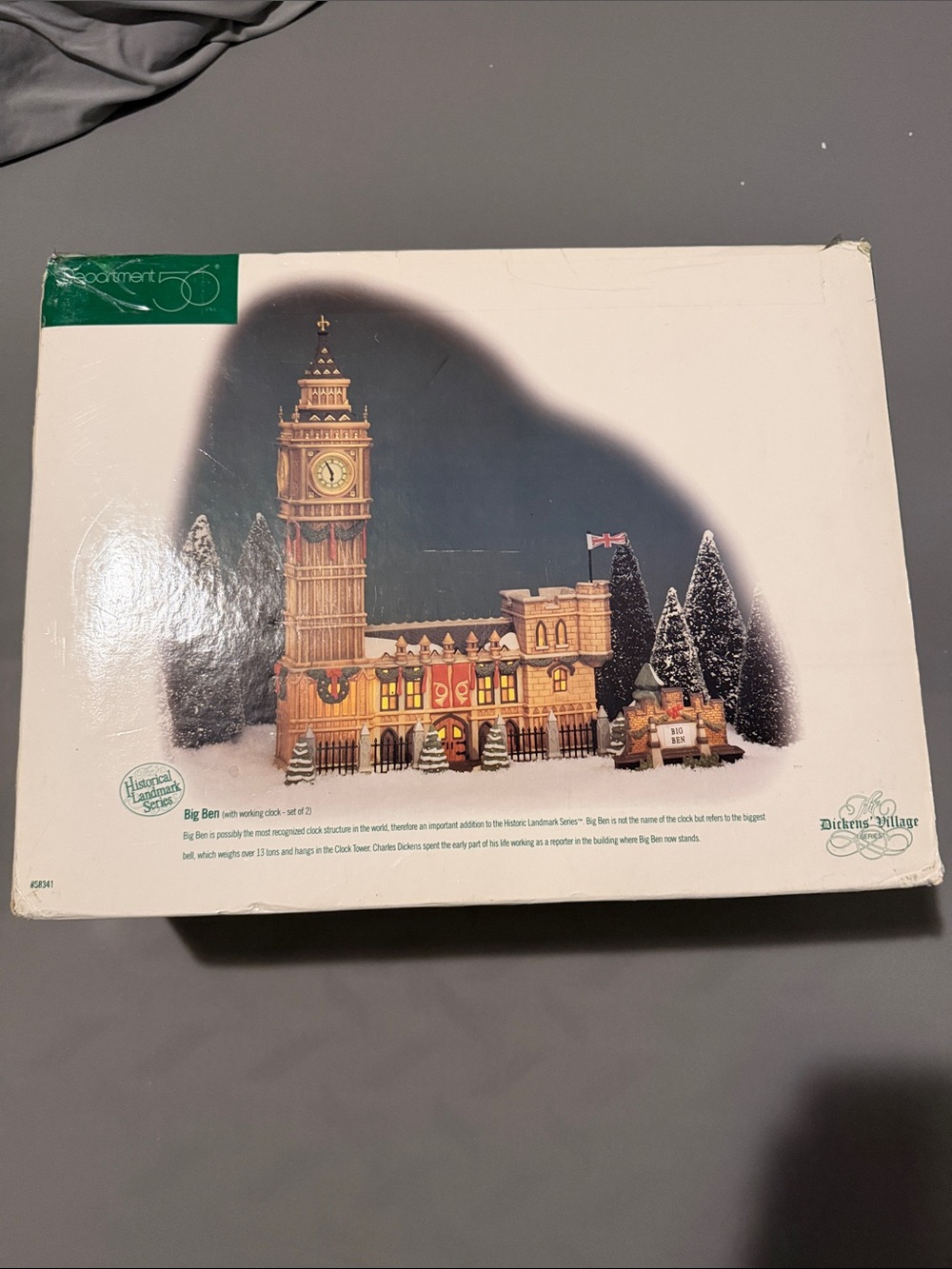 Department 56 Gold and Green Dickens-style Big Ben Holiday Building